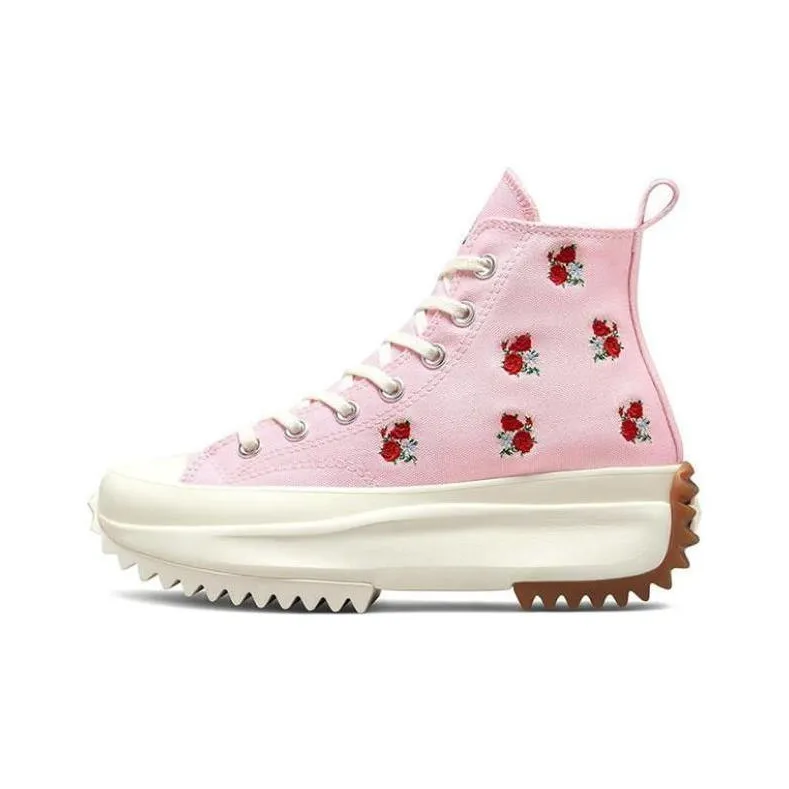 Converse Run Star Hike Platform Hi Embroidered Floral Sunrise Pink