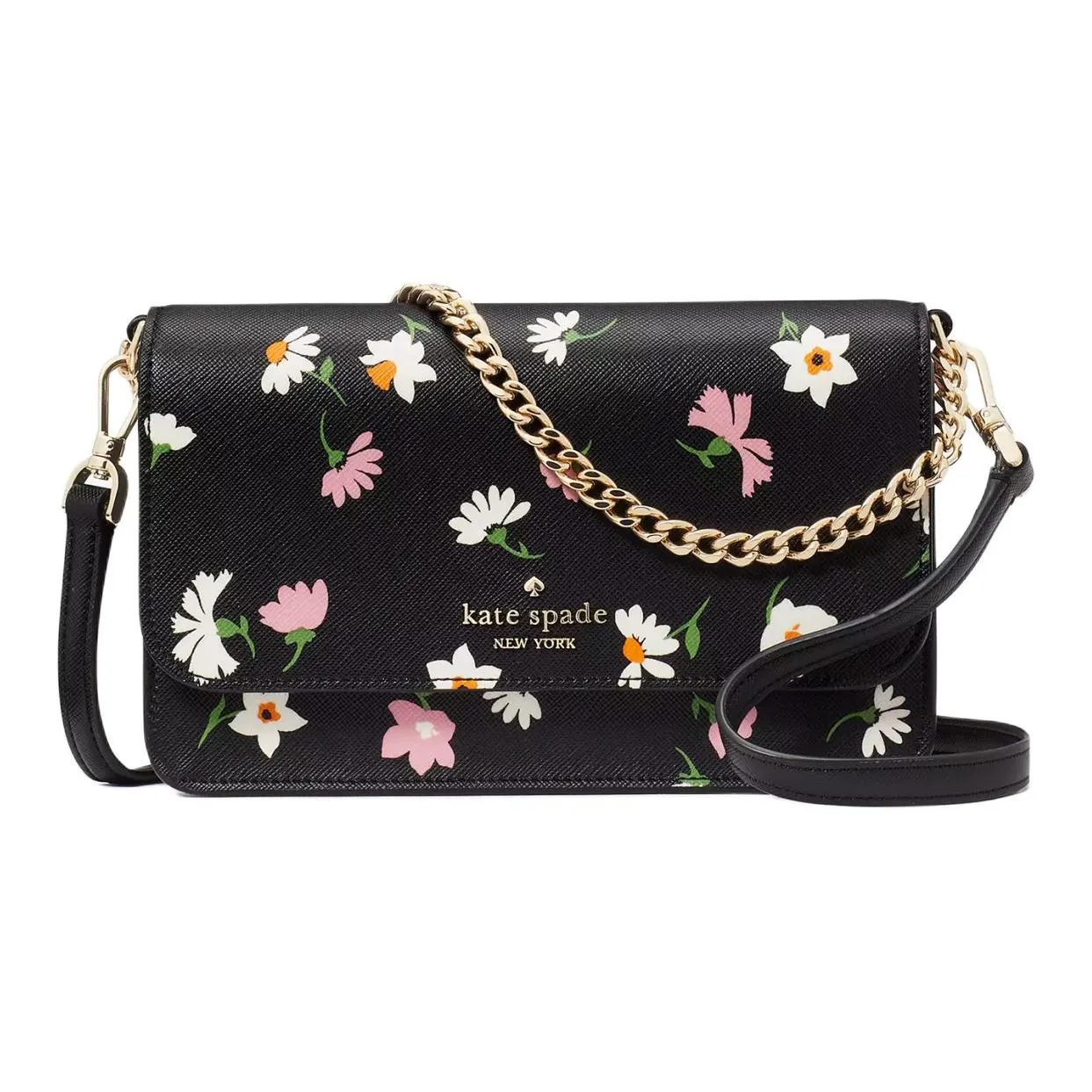 Kate Spade Saffiano PVC Shoulder Bag Crossbody Bag Small Size Women's Black Multicolor