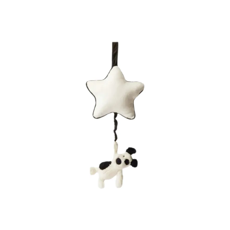 JELLYCAT Bashful Black & Cream Puppy Musical Pull
