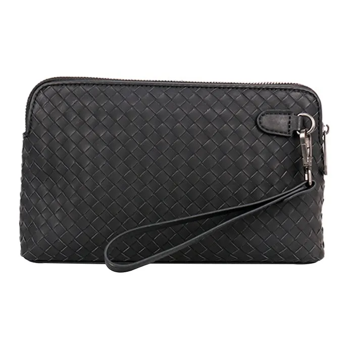 CMLZIUA Клатч из воскованной коровьей кожи с вышивкой унисекс черный