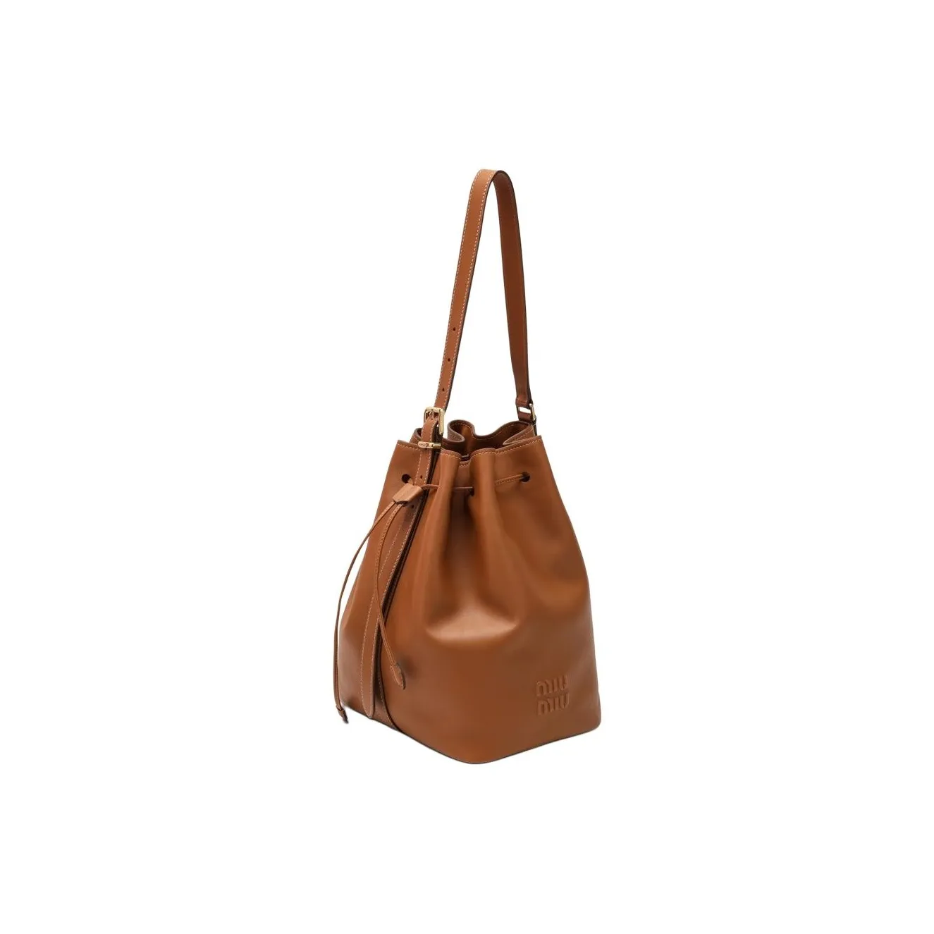 MIU MIU Leather Bucket Bag, Shoulder Bag, Crossbody Bag Women's Brown