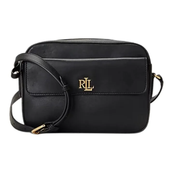 Ralph Lauren Full Grain Leather Camera Bag, Crossbody Bag, Shoulder Bag Women's Black