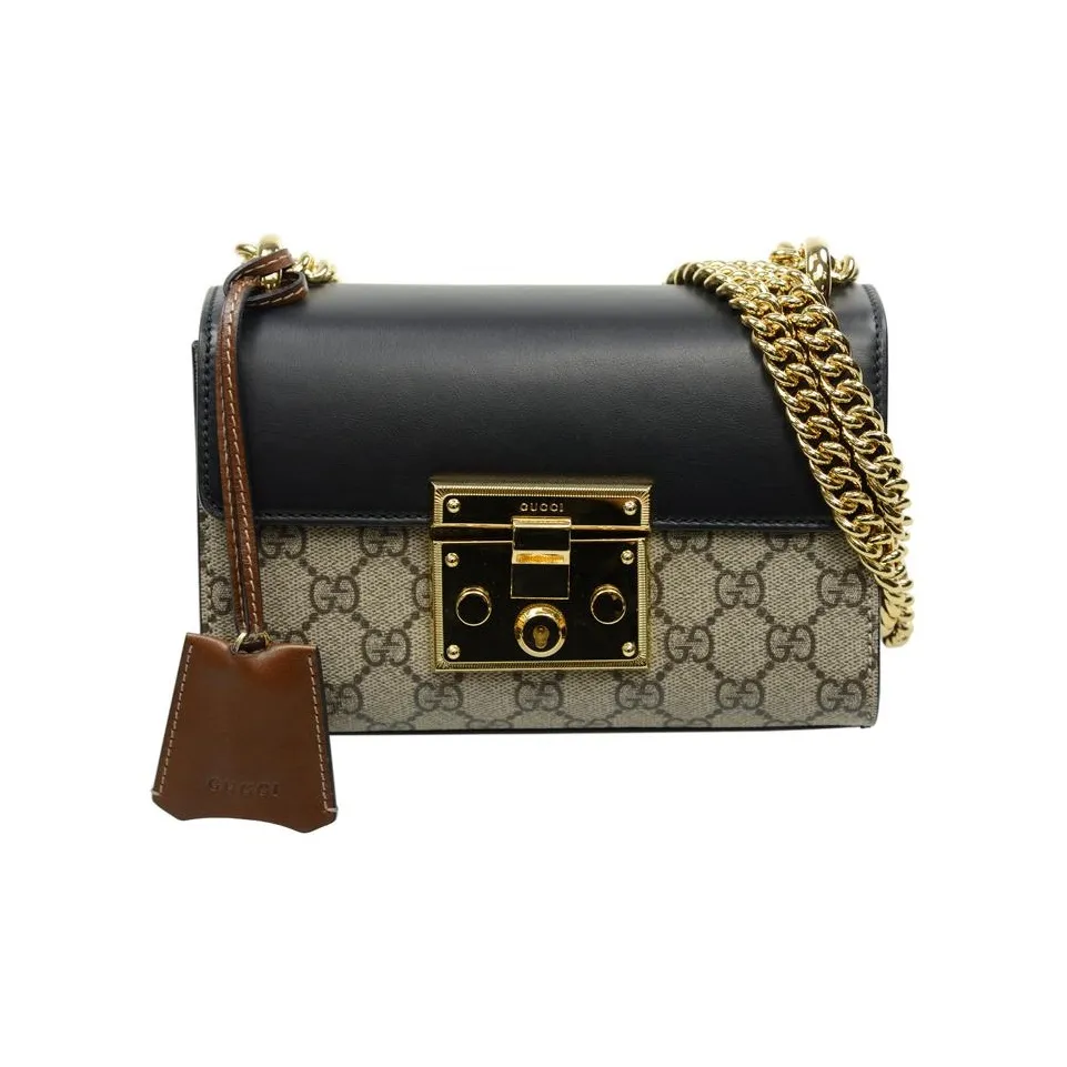 GUCCI Padlock Canvas With Leather Canvas Bag, Lock Bag, Box Bag, Shoulder Bag, Crossbody Bag Trumpets Women's