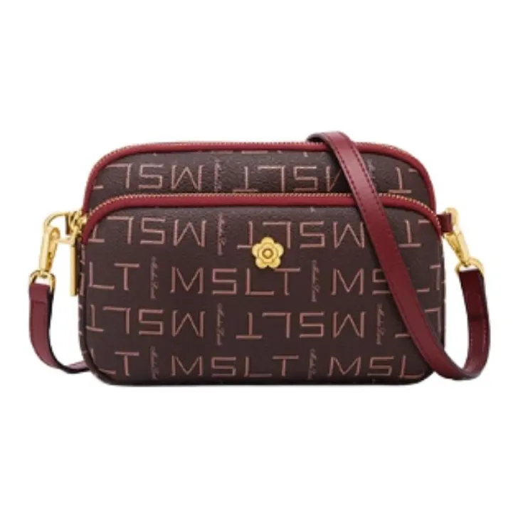 MashaLanti ПВХ Маленькая Квадратная Сумка Сумка через плечо Сумка на плечо Маленькая Женская Бордовая