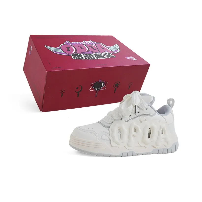 OPOA 50% Sugar Content Five Point Sweet Collection Anti Slip Wear Resistant Low Top Skateboard Shoes Women's White Gray
