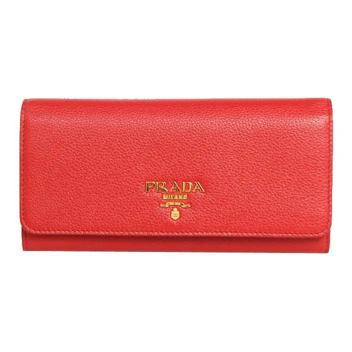 PRADA Cow Leather Wallet Women's Red