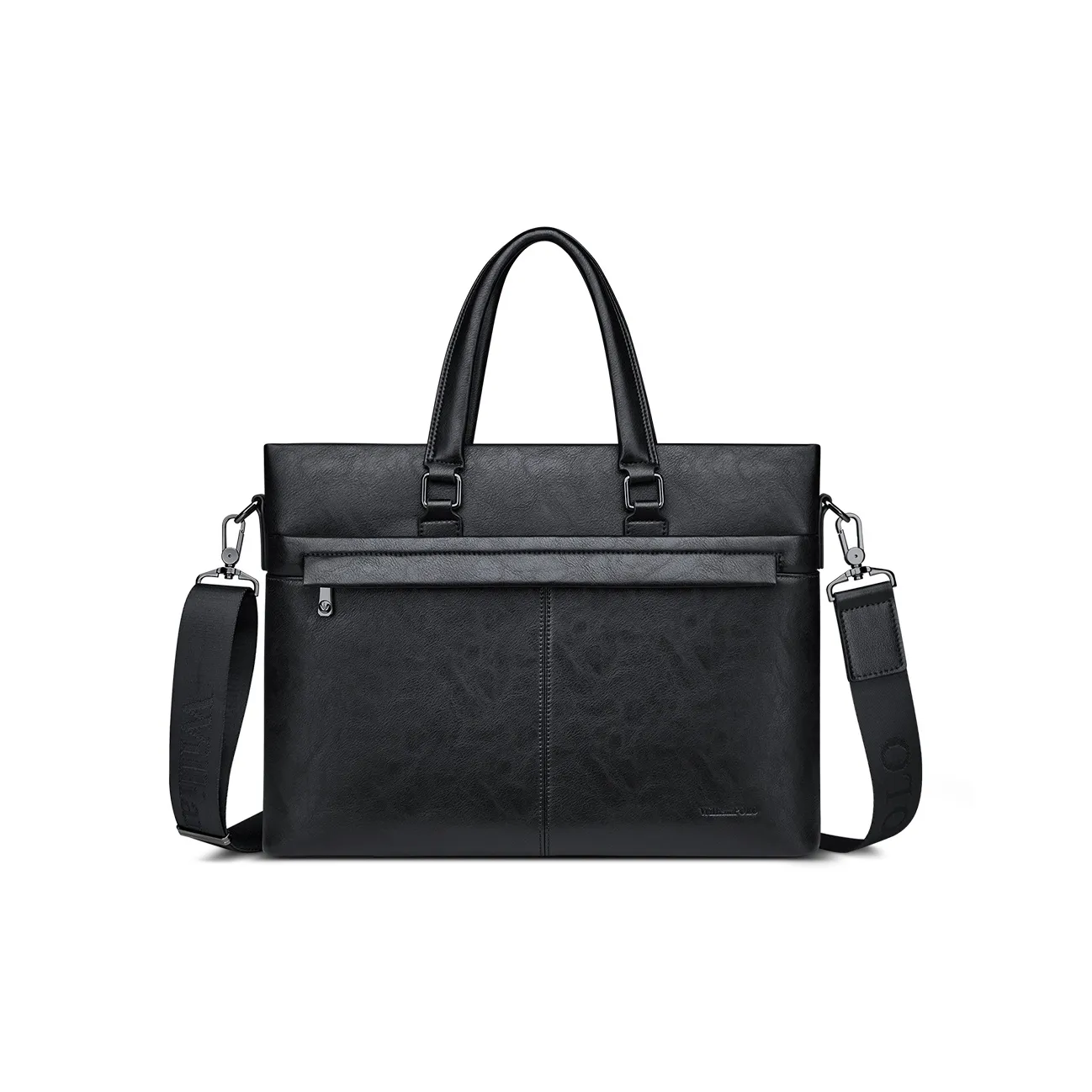 WilliamPOLO PU Briefcase 14 Inch Computer, Handbag, Crossbody Bag Medium Size Men's Black