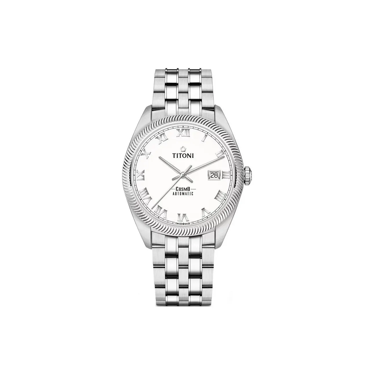 TITONI Automatic Mechanical Movement Men's Watches Watch 40mm White Dial Stainless Steel Case Stainless Steel Watchband