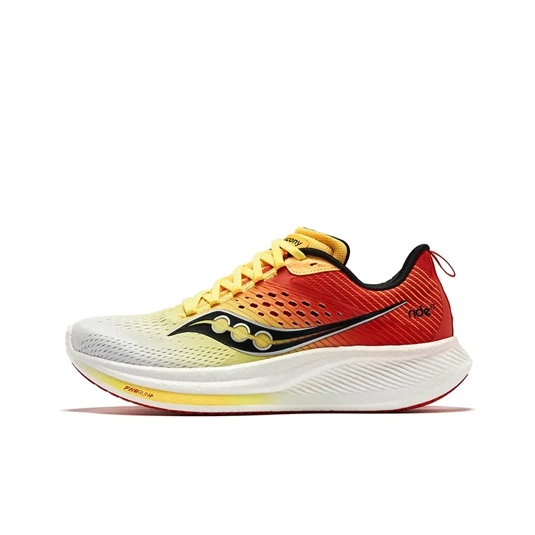 Saucony RIDE 17 Cushioning Low-Top Running Shoes Men's White Yellow