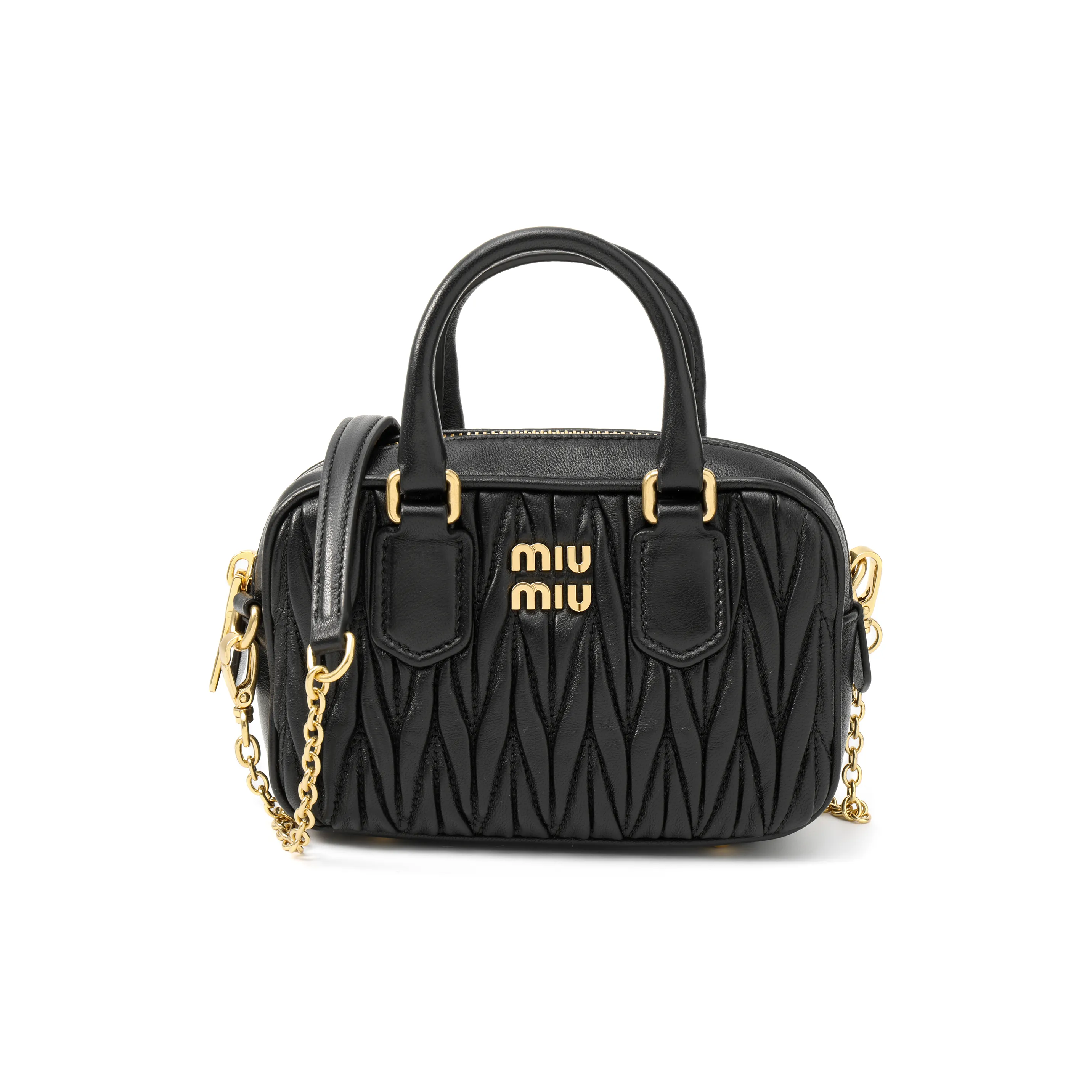 MIU MIU Arcadie Collection Matelassé Sheepskin Shoulder Bag, Crossbody Bag, Handbag Mini Women's Black