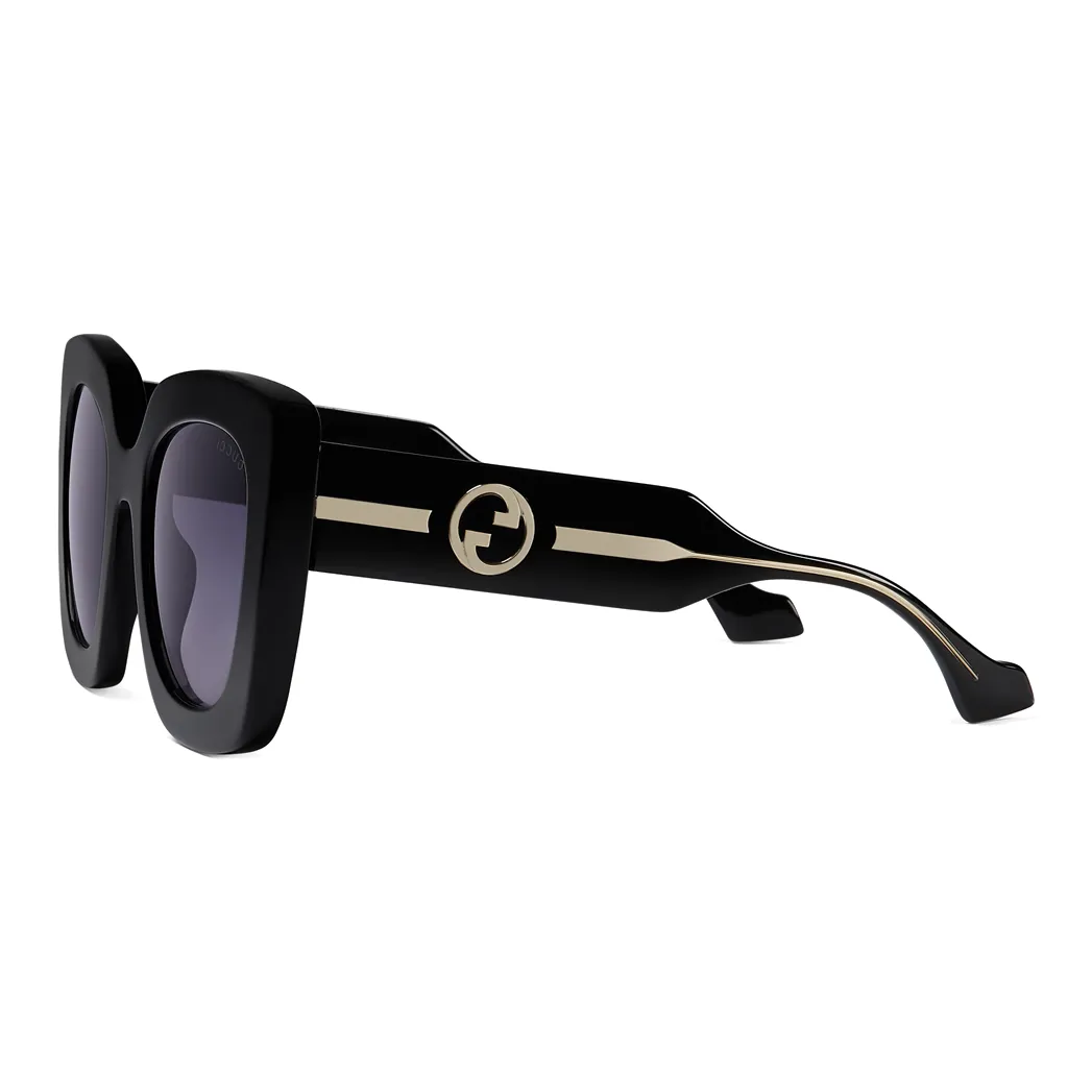 GUCCI Injection Molded Irregular Shape Sunglasses Unisex Black