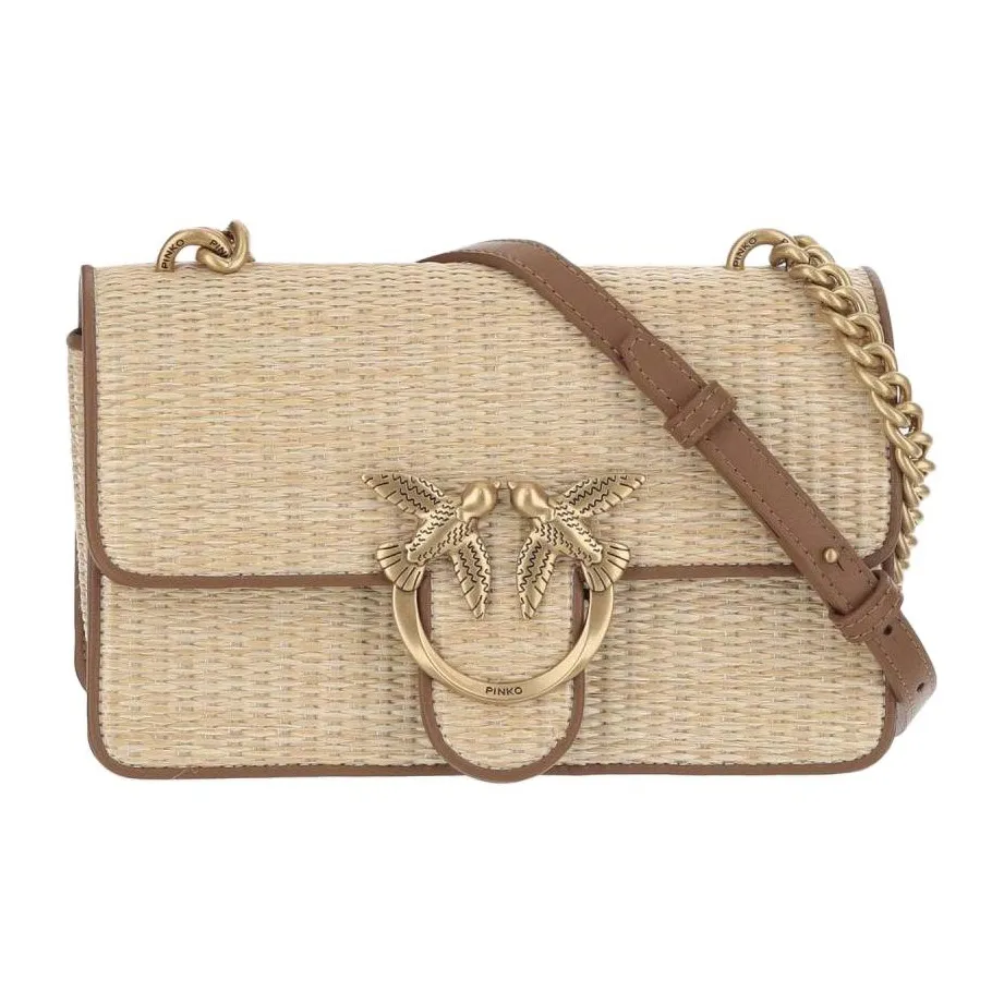 PINKO Raffia Сумка через плечо Сумка на плечо Мини Женская Бежевая и Коричневая