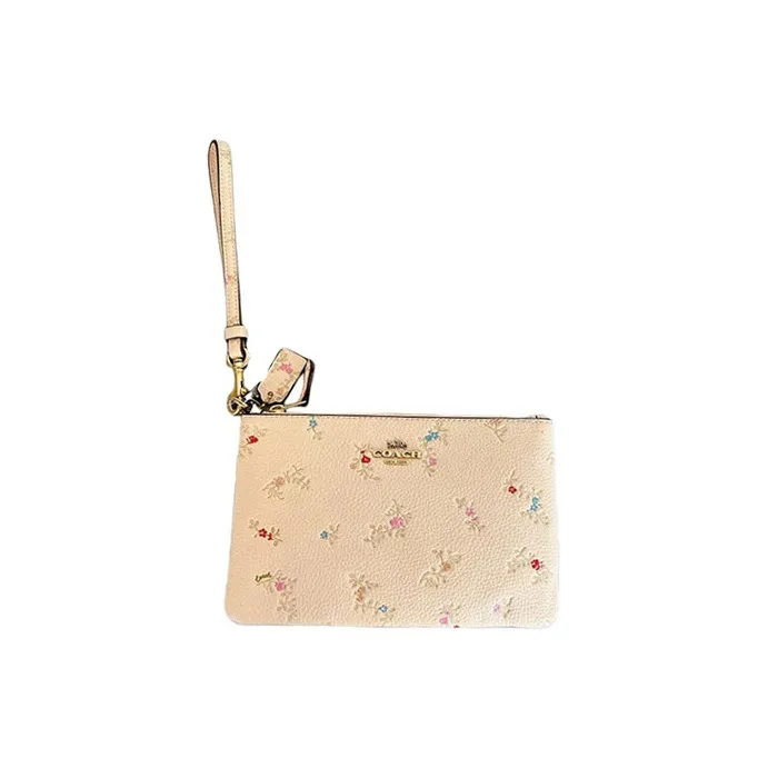 COACH Wristlet Leather Clutch Trumpets Women's Light Pink