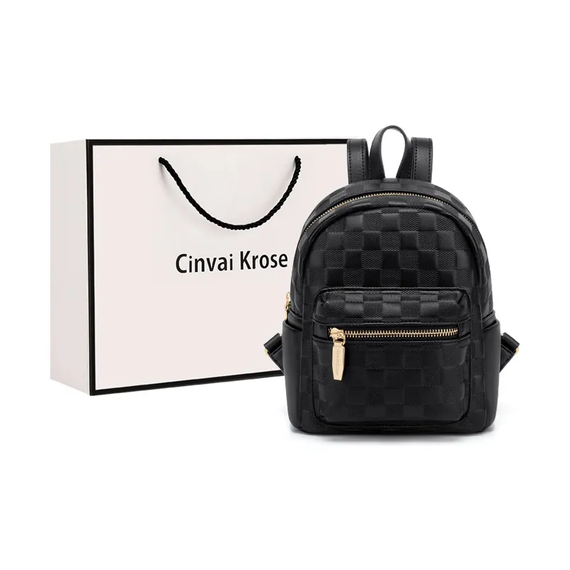 CinvaiKrose Коровья кожа с синтетической кожей дорожный рюкзак среднего размера женский черный экрю