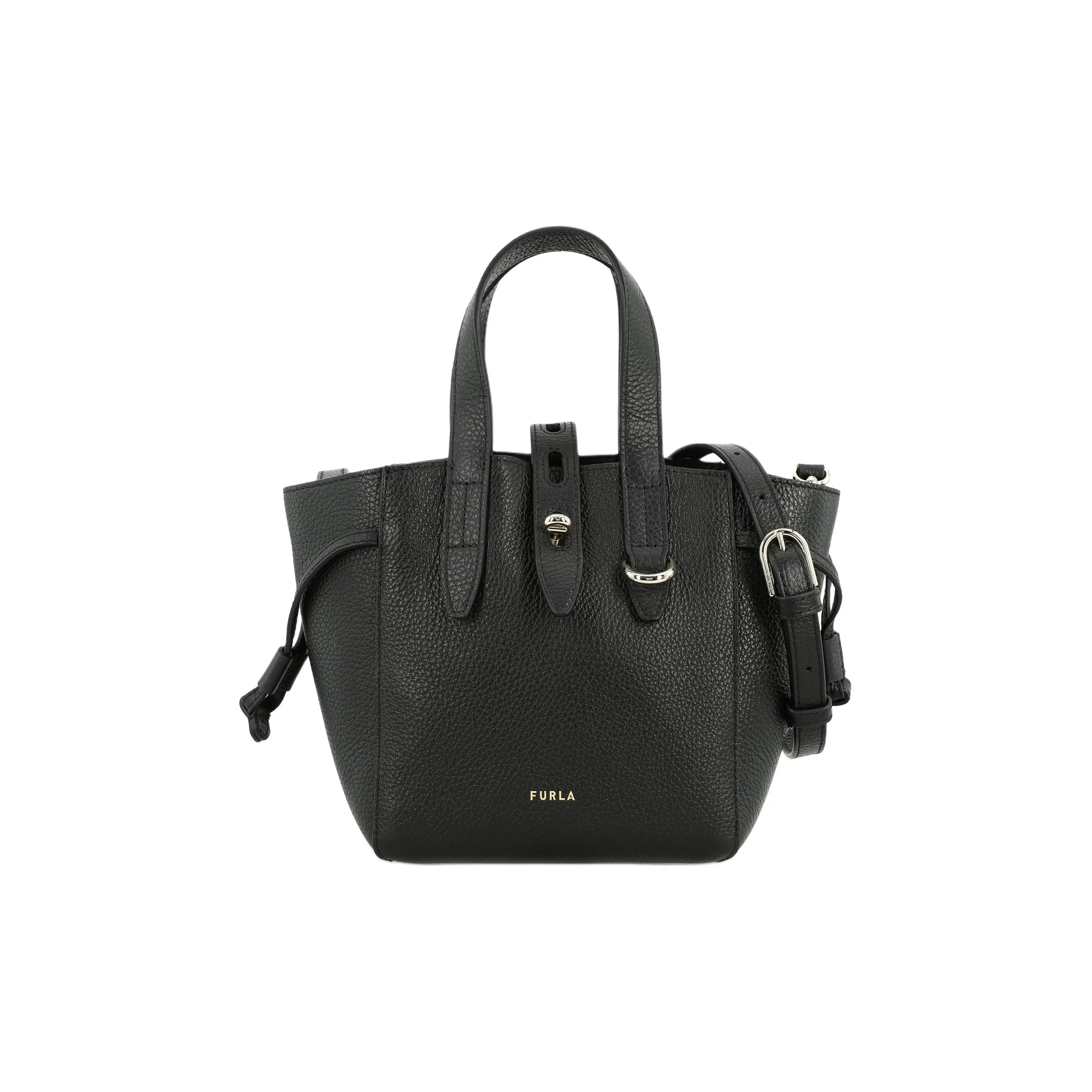 Furla Net Collection Calfskin Basket Bag Tote Bag Shopping Bag Shoulder Bag Crossbody Bag Handbag Mini Women's Black