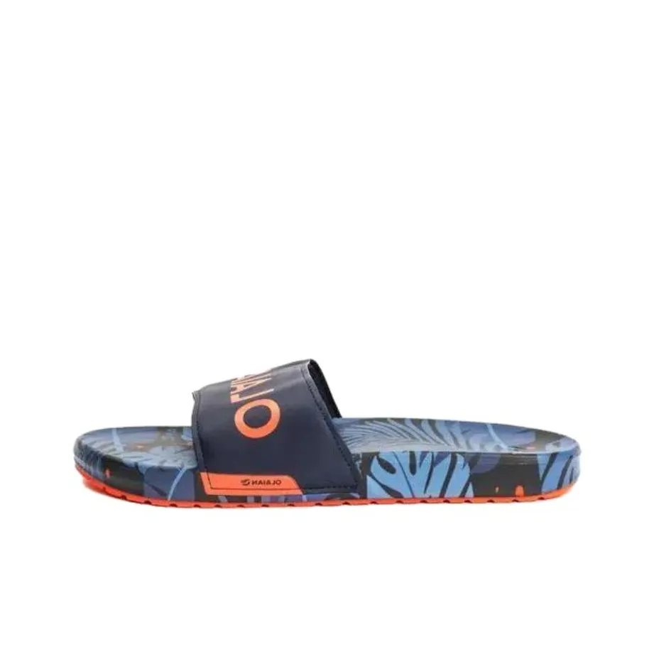 DECATHLON Slip Resistant Slide Slippers Men's Blue Orange