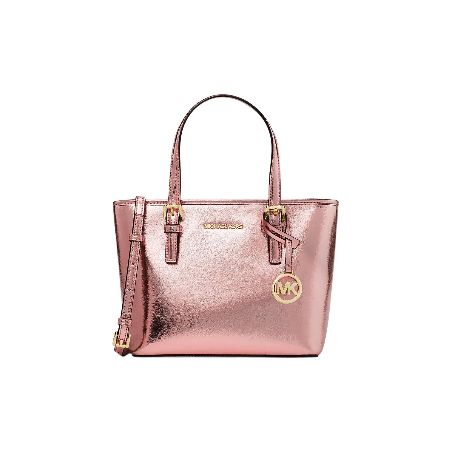 MICHAEL KORS Jet Set Travel Polyurethane Tote Bag, Shopping Bag, Shoulder Bag, Crossbody Bag, Handbag Women's Rose Gold