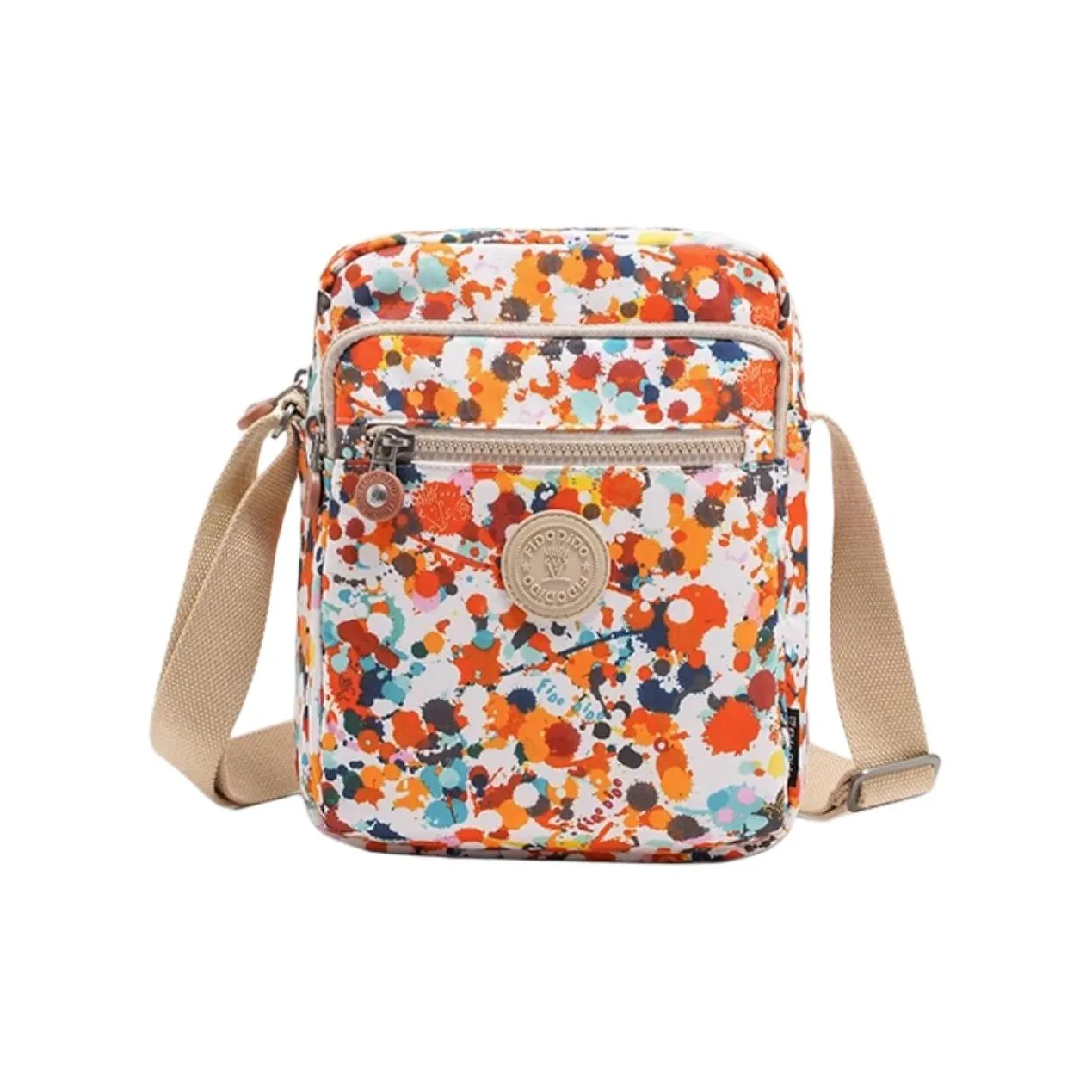 FIDO DIDO Fabric Crossbody Bag, Shoulder Bag Medium Size Women's Ink Splatter Flower