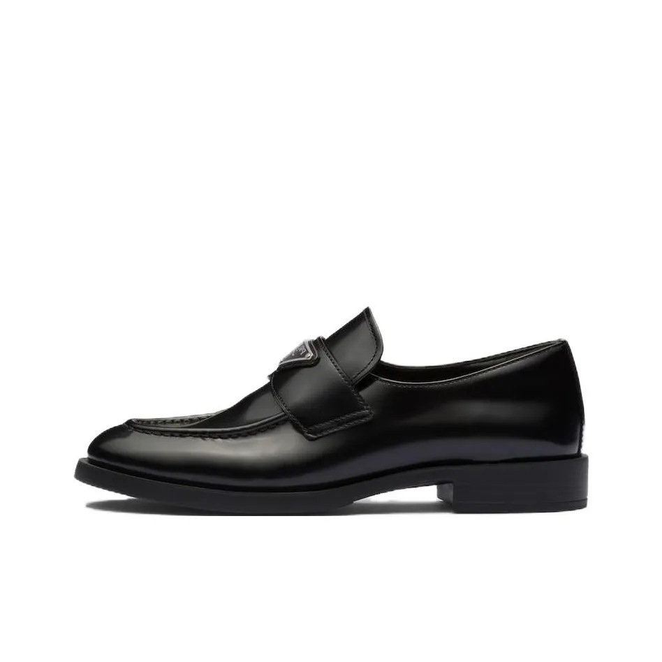 PRADA Triangle-logo Leather Loafers