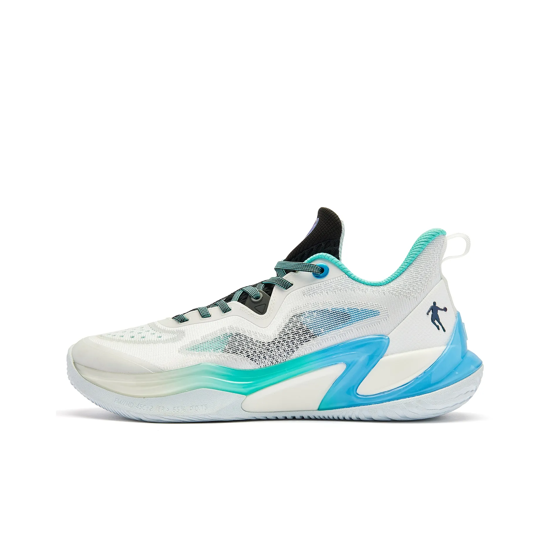 QIAODAN Wind Blade 4 Generation Shock Absorbers With Slip Resistant Features Low Top Basketball Shoes Men's White Blue