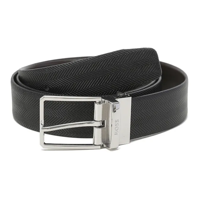 Hugo Boss Hugo Boss Двойной вращающийся кожаный ремень мужской черный коричневый ширина 3,5 см