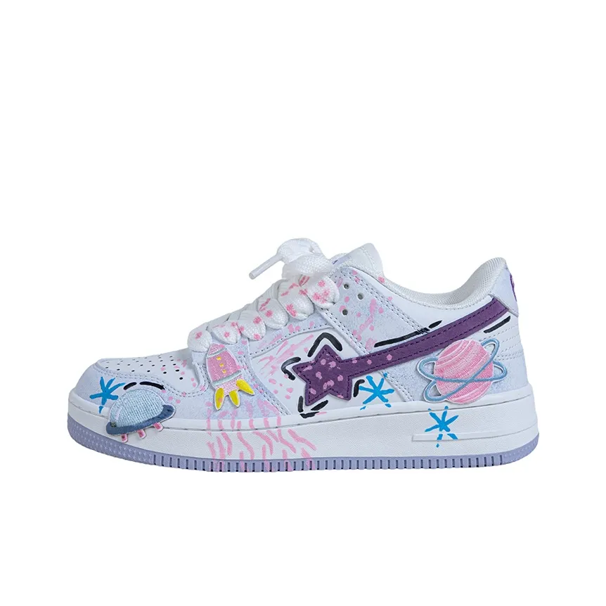 OYNN Young Baby Series Aww Dreamy Space Theme Box Anti Slip Wear Resistant Low Top Skateboard Shoes Unisex
