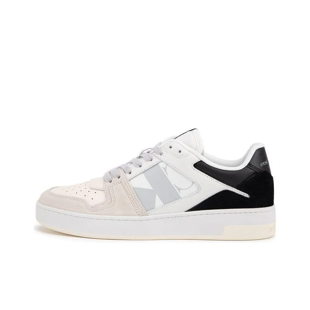 CKJ CALVIN KLEIN JEANS Низкий топ Спортивные скейтбордические кроссовки Мужские Лунный свет Белый Космос Черный