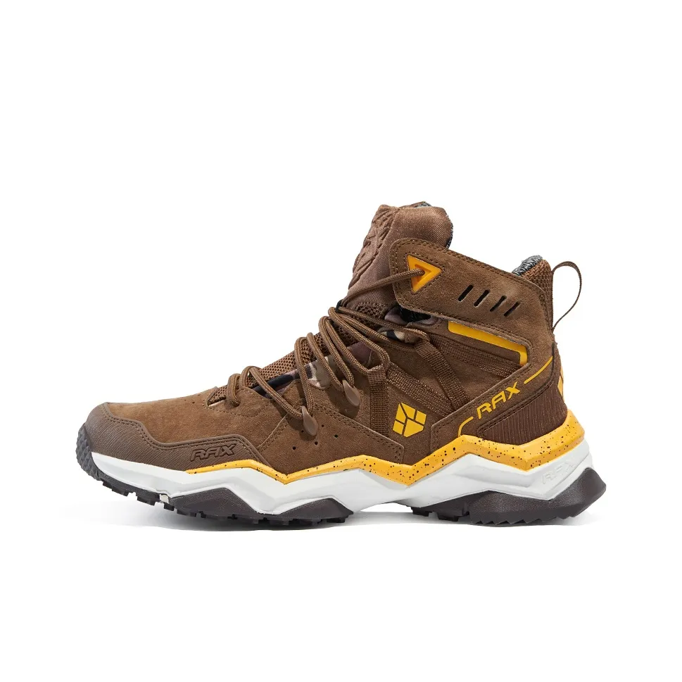 RAX Waterproof High Top Mountaineering & Hiking Shoes Men's Brown