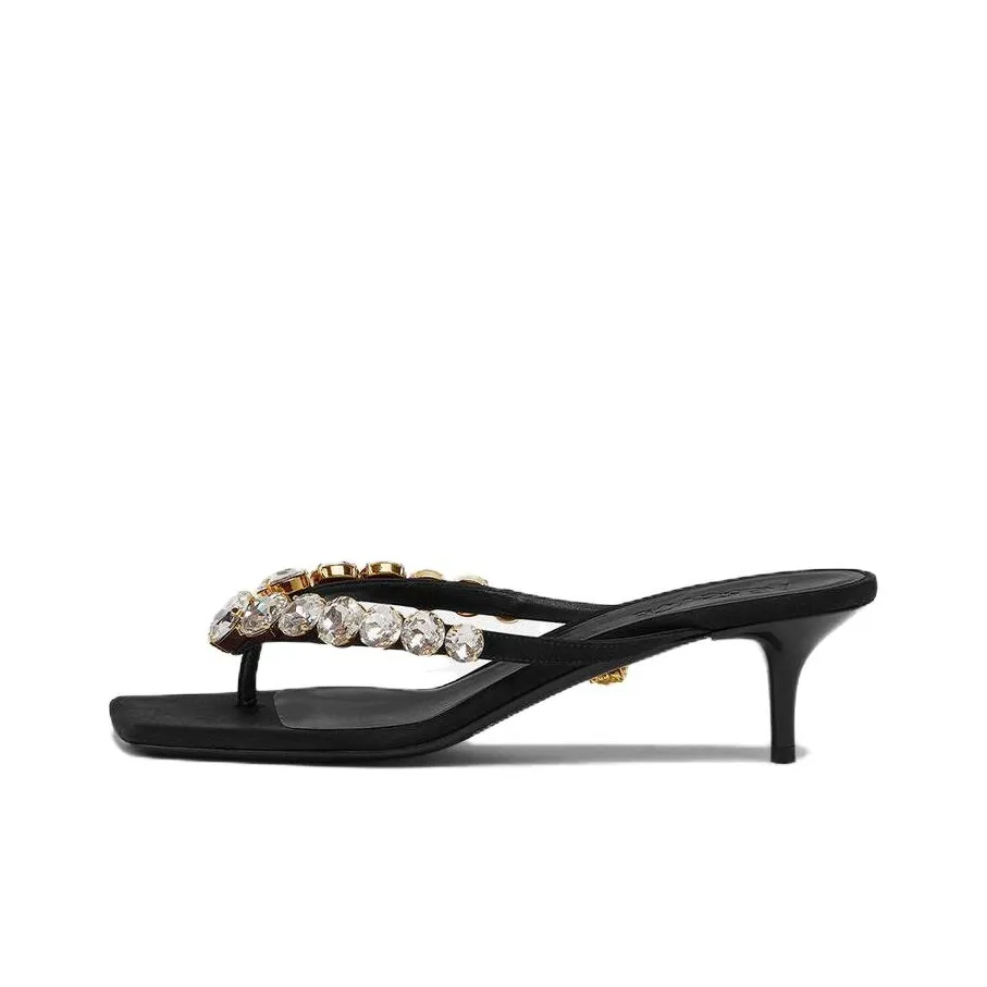 Versace 55mm Crystal-embellished Thong Mules