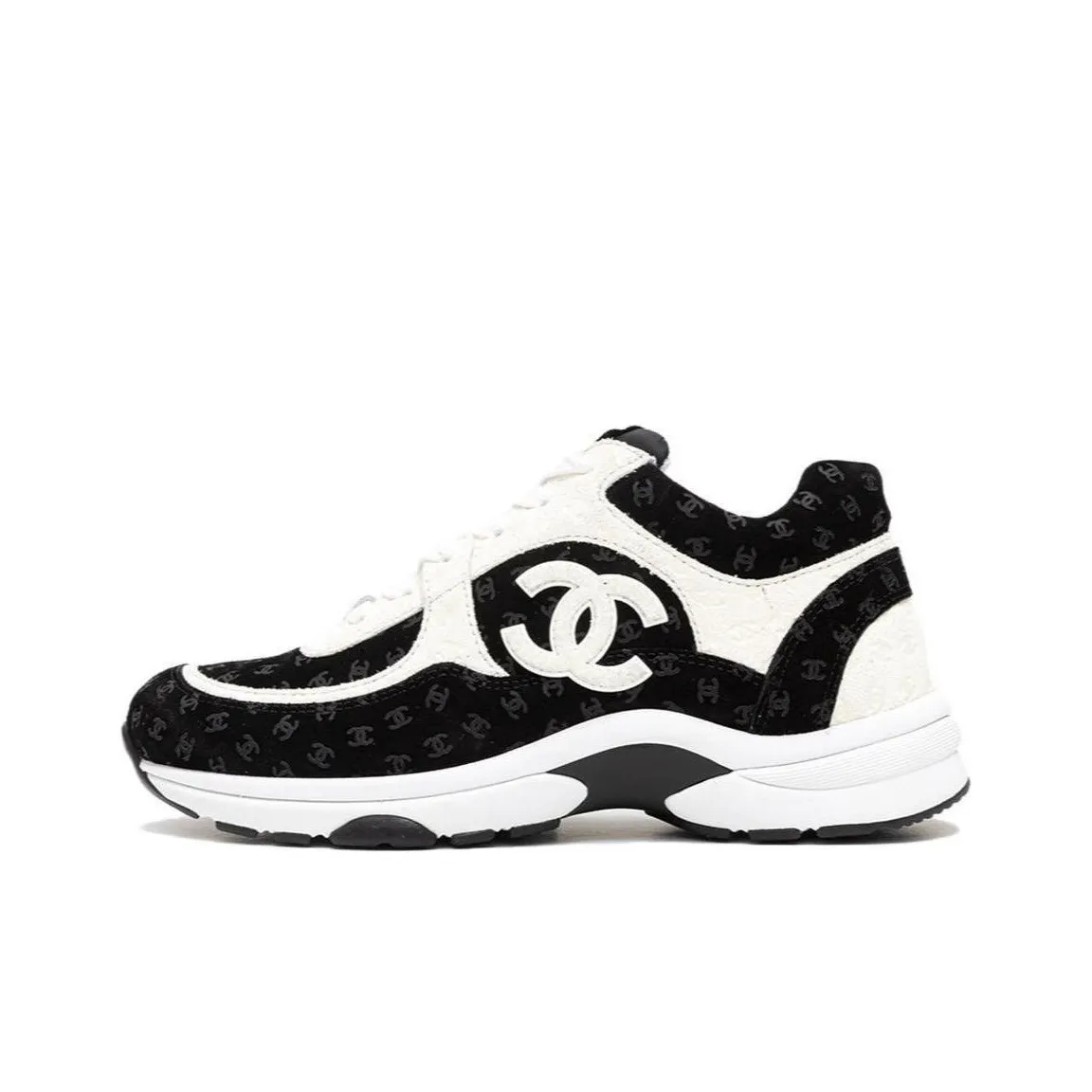 CHANEL Cushioning, Slip Resistant, Abrasion Resistant, Breathable Low Top Casual Shoes Women's Black White