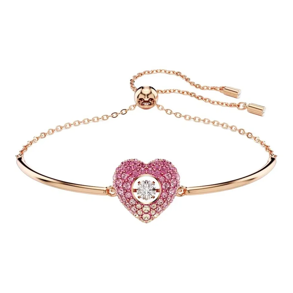 Swarovski Синтетический кубический цирконий Искусственный кристалл Покрытие розовым золотом Браслеты Женские Розовое золото