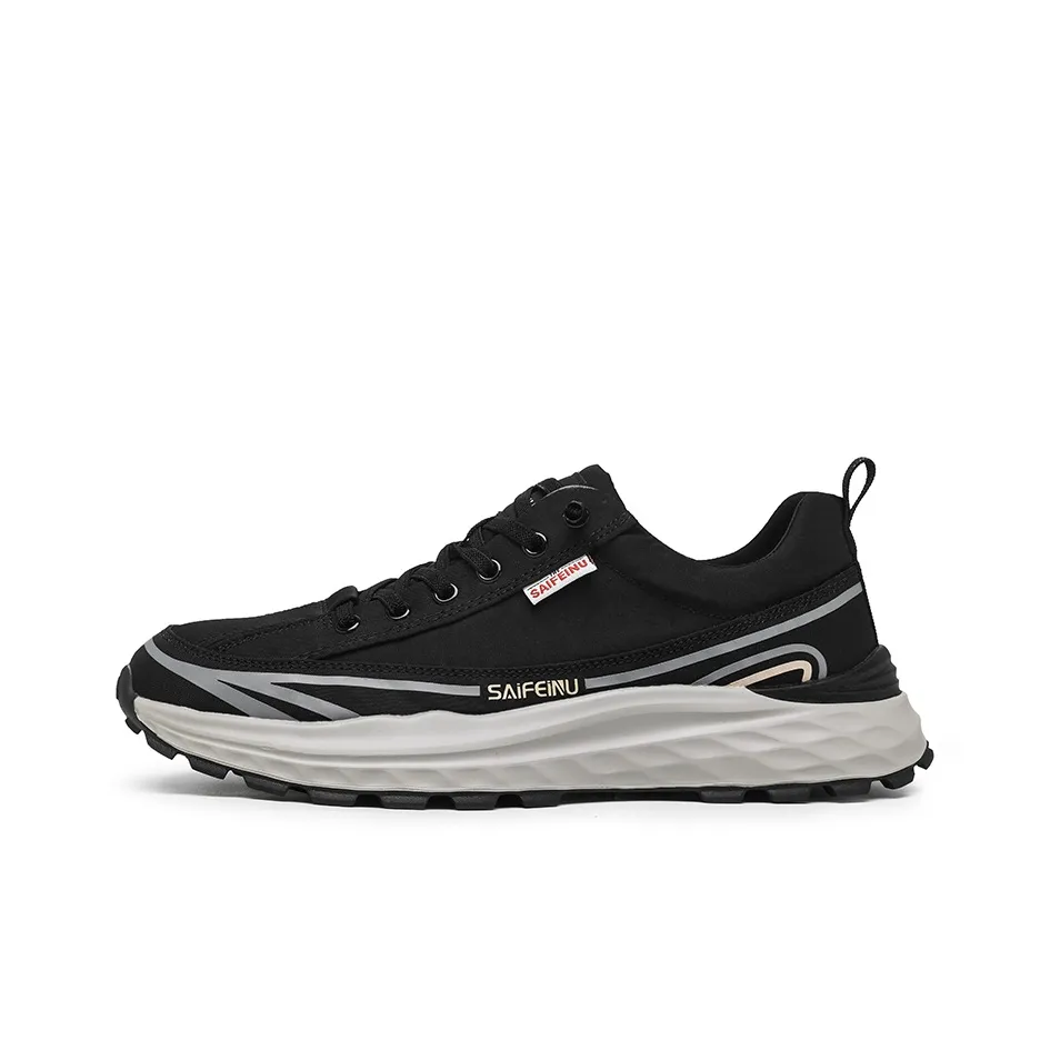 SAIFEINU Business Essentials Breathable Lightweight Rebound Low Top Casual Shoes gray Men's Black