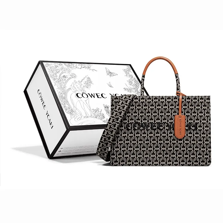 COWEC YCAKI Ткань Тоут Сумка Сумка для покупок Сумка на плечо Сумка большая унисекс черная