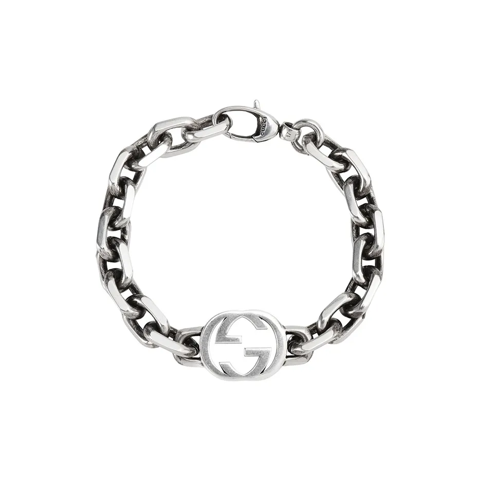 GUCCI 925 Sterling Silver Cuban Bracelet Men's Silver
