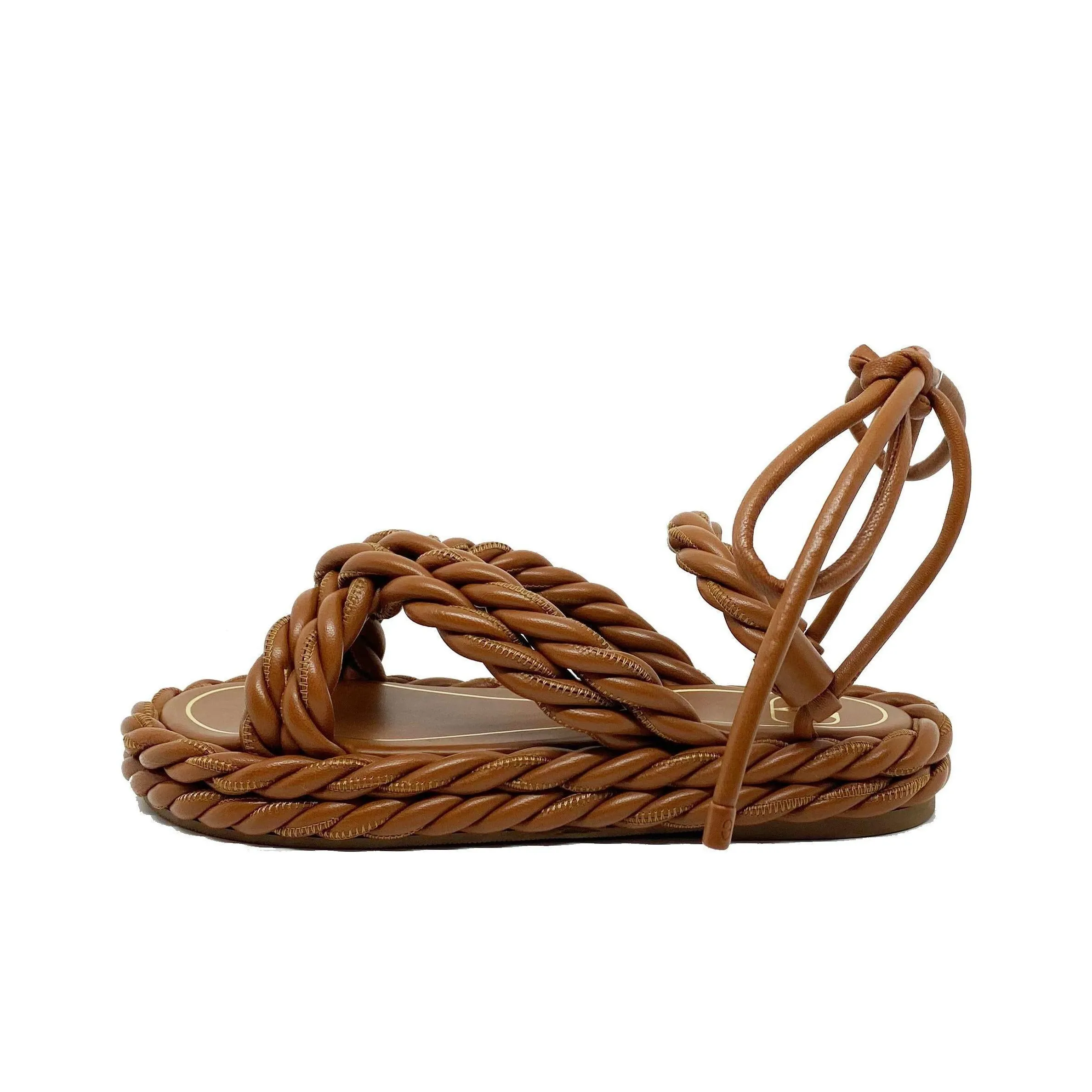 Valentino The Rope One Strap Sandals Women's Brown