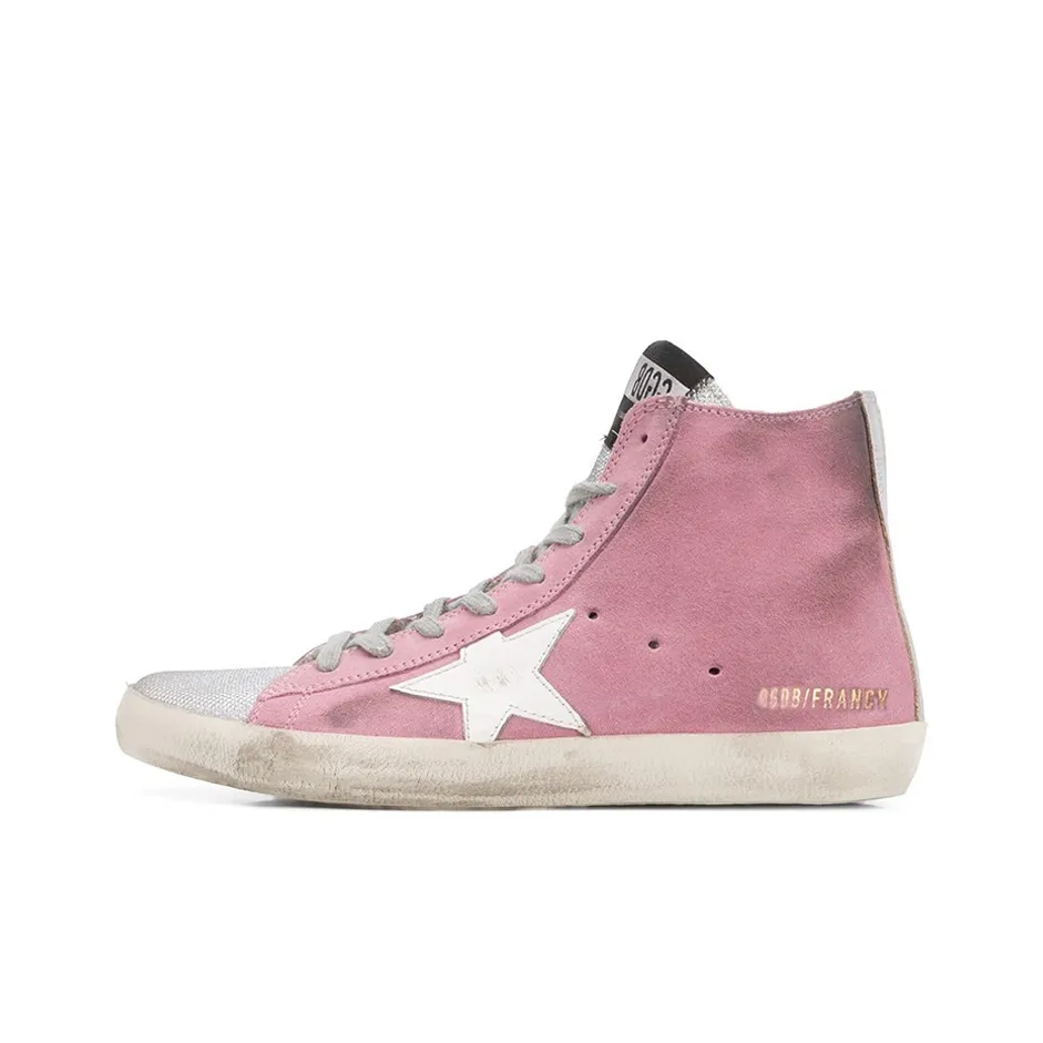 Golden Goose Francy Anti Slip Wear Resistant High Top Canvas Shoes Women's Pink