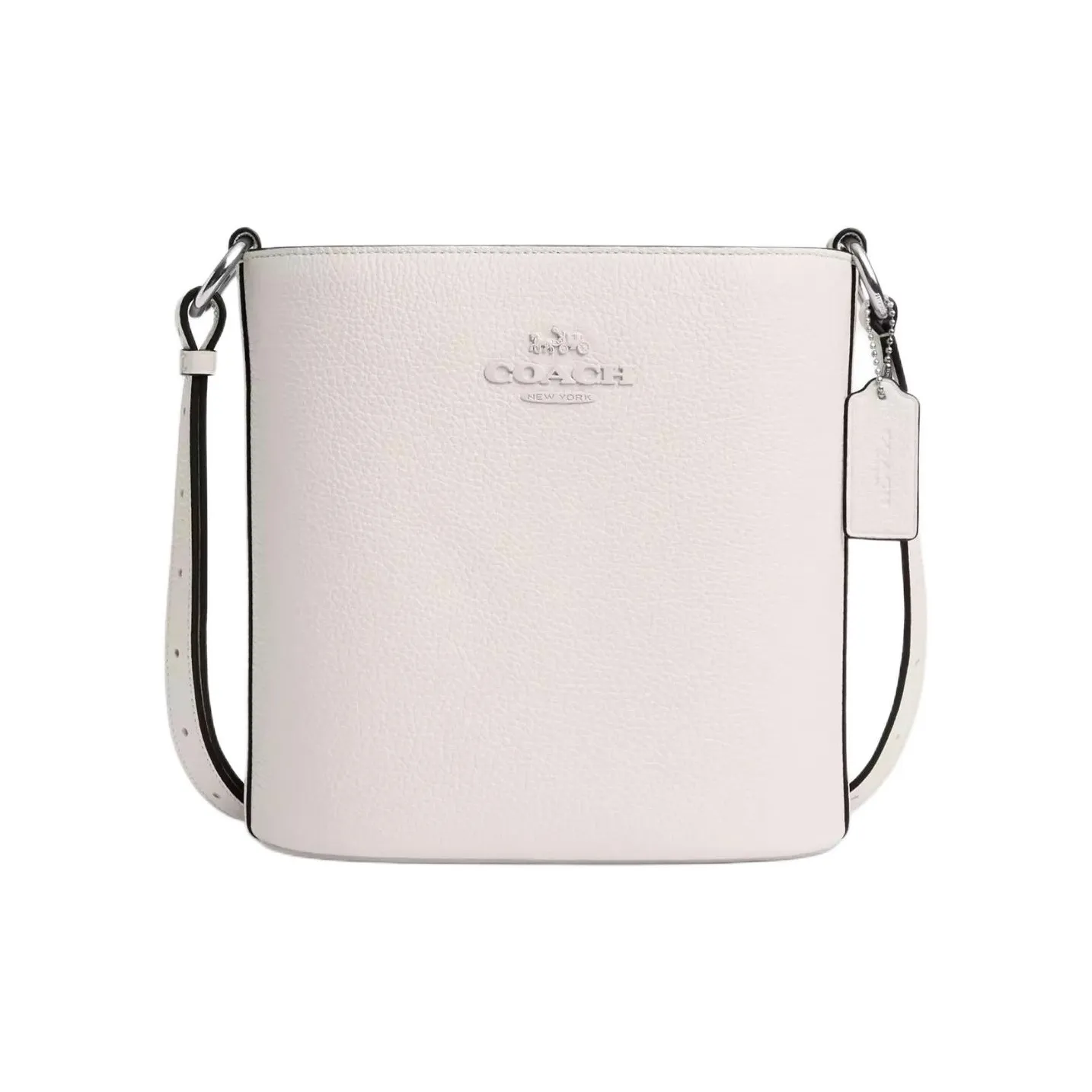 COACH Утонченная Галечная Кожа Ведрообразные Сумки Сумки через плечо Сумка через плечо Маленькая Женская Серебряная и Мел