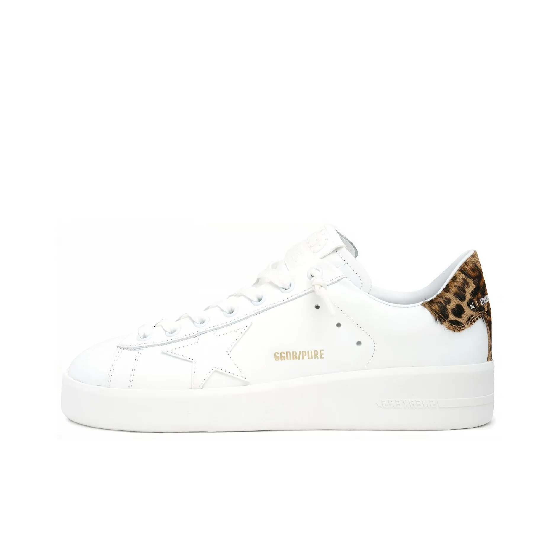 Golden Goose Purestar Stylish Skateboarding Shoes Women's White Leopard Print