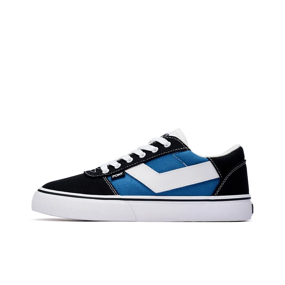 PONY Skate Slip-Resistant Abrasion-Resistant Low-Top Skateboarding Shoes Unisex Black White Blue Пони Skate Противоскользящие Устойчивые к Износу Низкие Кеды для Скейтбординга Унисекс Черный Белый Синий