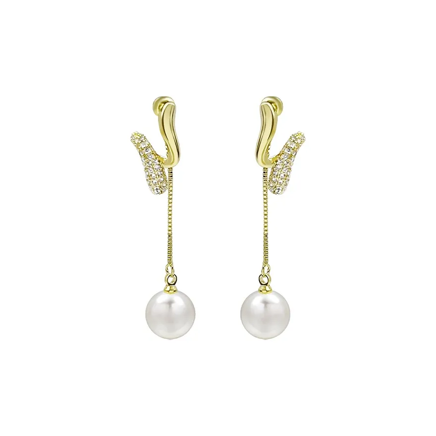 Yi Can Гальванизированное золото окисленный кубический цирконий искусственная жемчужина серьги женские