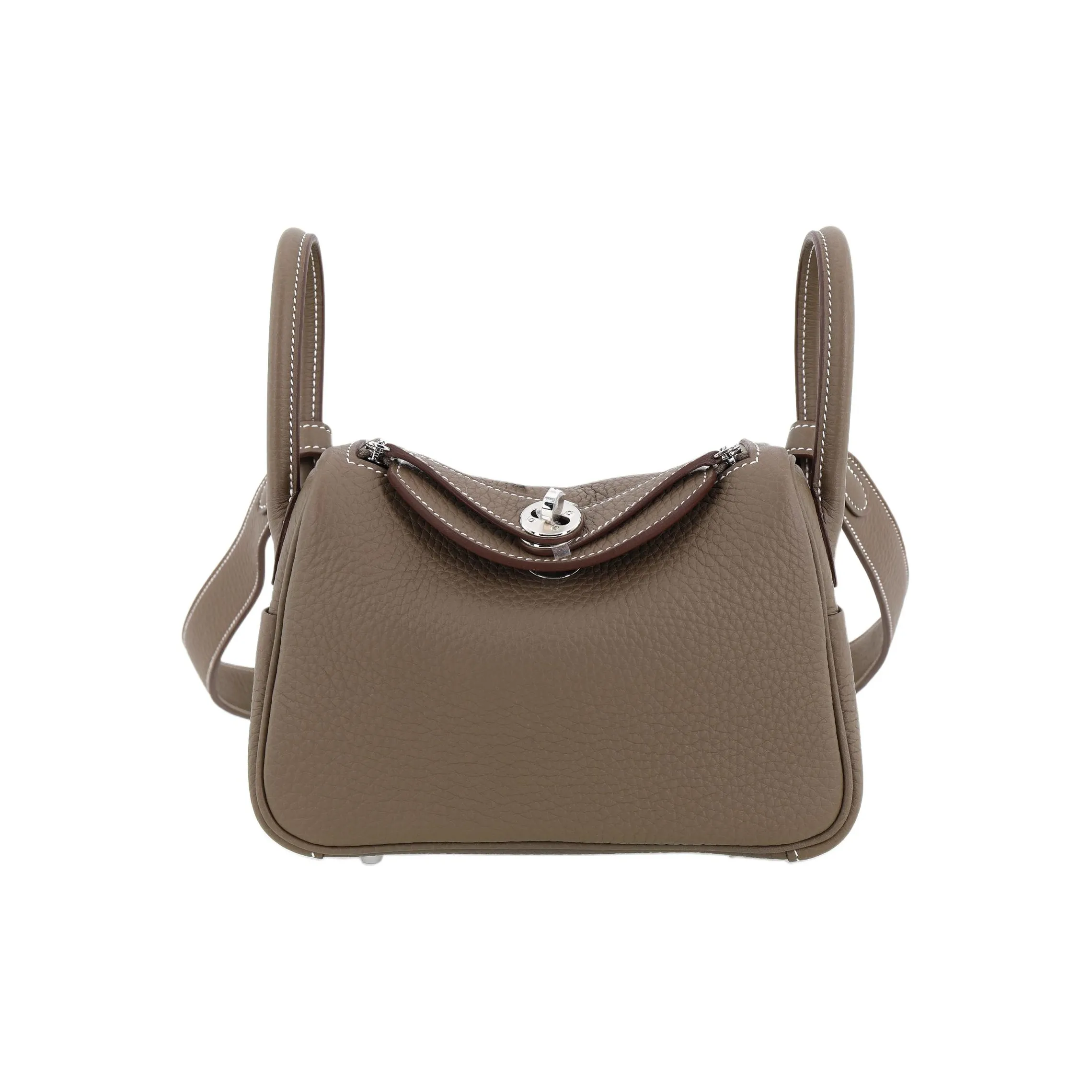 HERMES Lindy 19 Taurillon Clemence Leather Handbags Shoulder Bag Crossbody Bag Mini Women's 18 Etoupe Elephant Gray