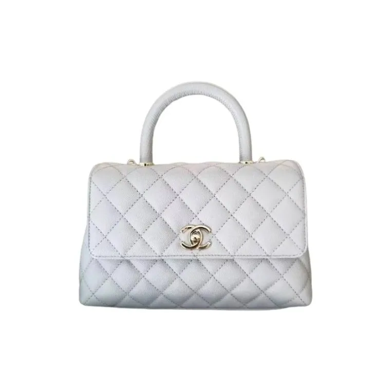 CHANEL COCO Handle Grain Embossed Cow Leather Shoulder Bag, Crossbody Bag, Handbag Trumpets Women's Gray