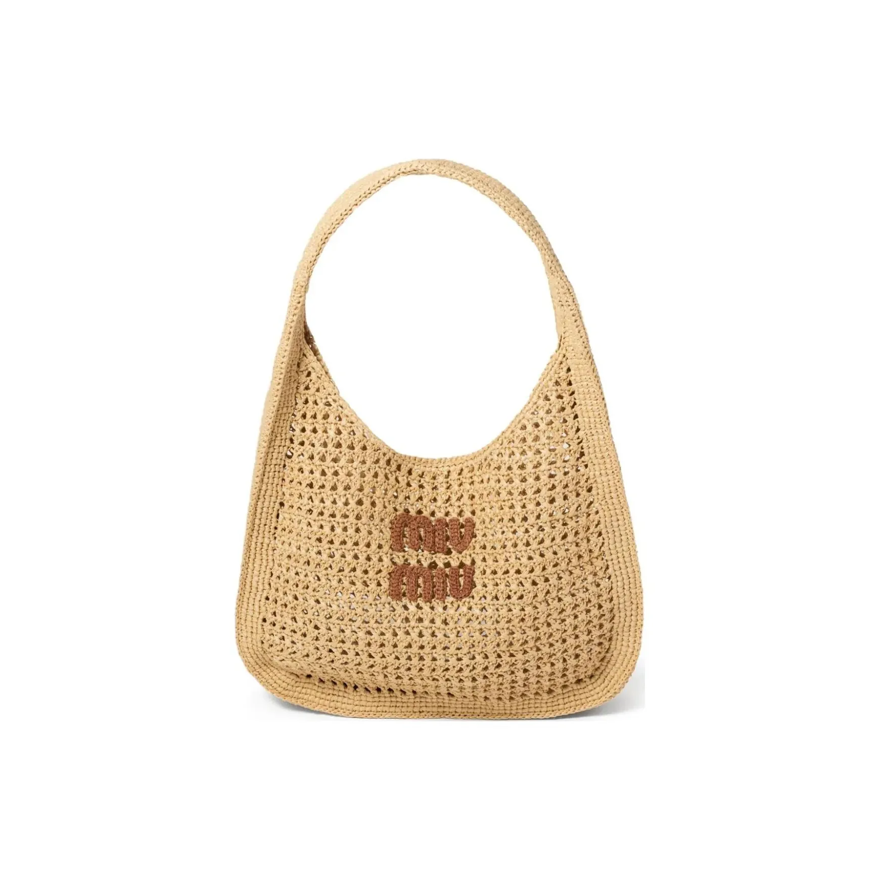 MIU low-top miu Raffia One Shoulder Handbag Women's Light Umber