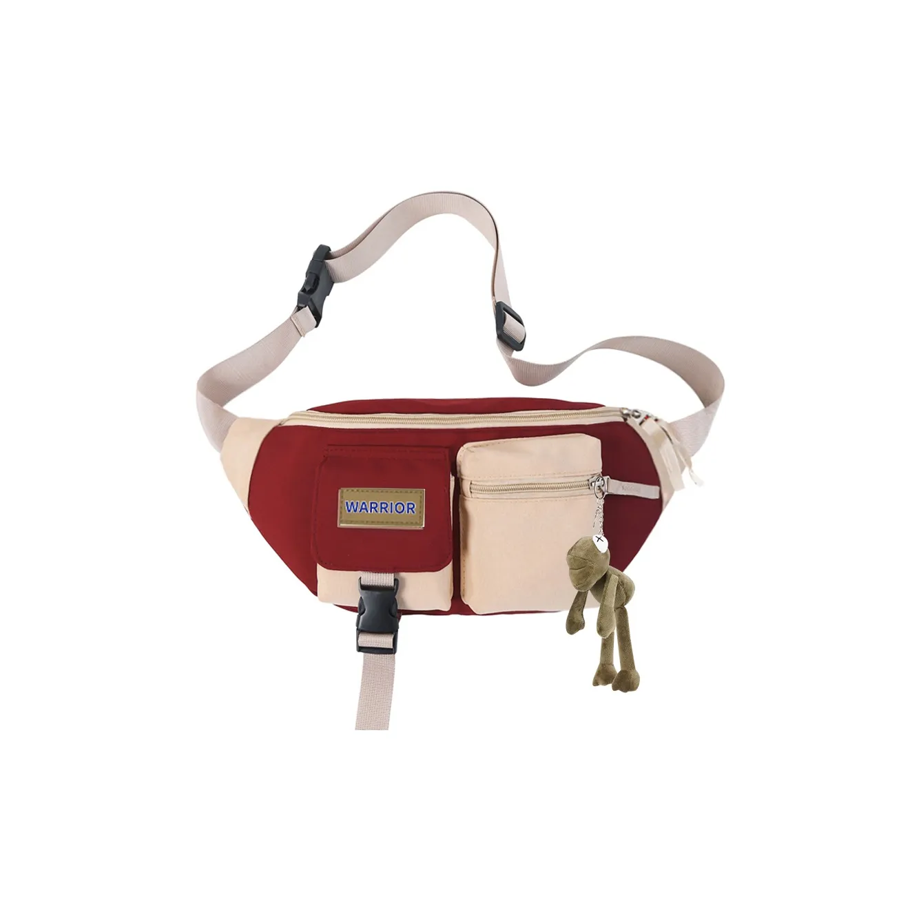 Warrior Nylon Travel One Shoulder Crossbody Bag, Sling Bag Regular Unisex Red/Green/Ecru/Black