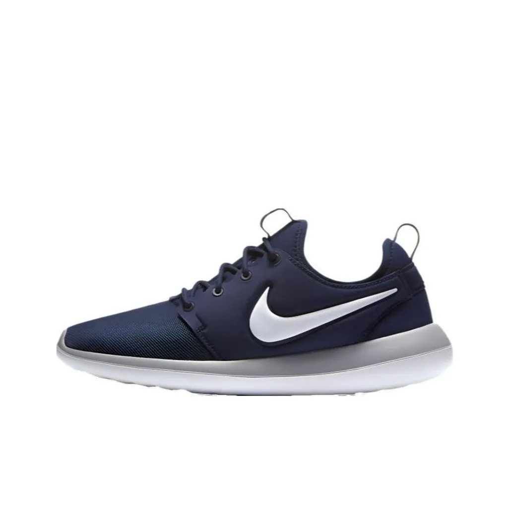 Nike Roshe Two Амортизация Износостойкие Низкие Беговые Кроссовки Мужские Белые и Синие