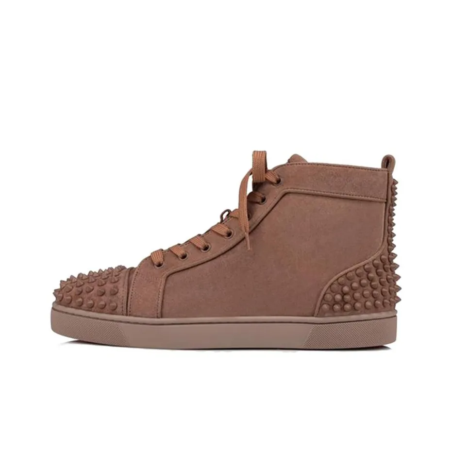CL Lou Spikes High Top Stylish Skateboarding Shoes Men's Brown