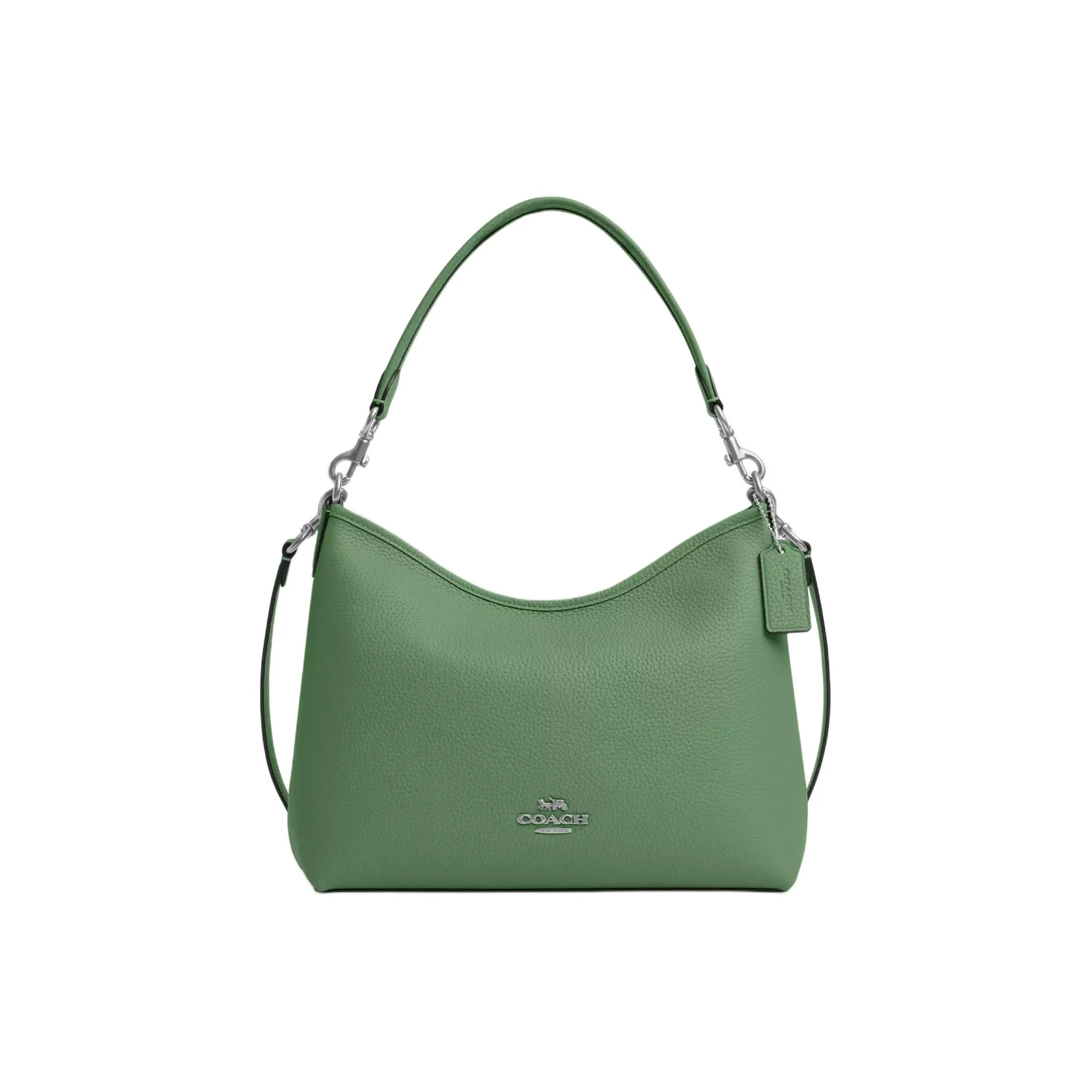 COACH Пескоструйная кожа Портативная Сумка через плечо Сумка на плечо Большая Женская Серебряный и Светло-зеленый