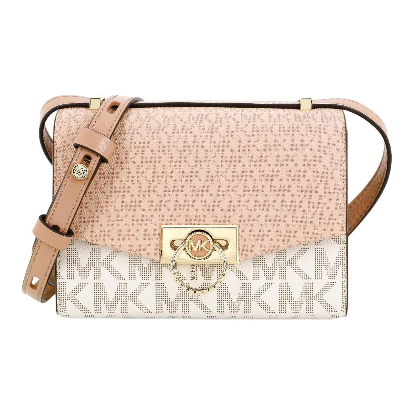 MICHAEL KORS Hendri Artificial Leather Crossbody Bags Women's Ballet Pink/Vanilla White