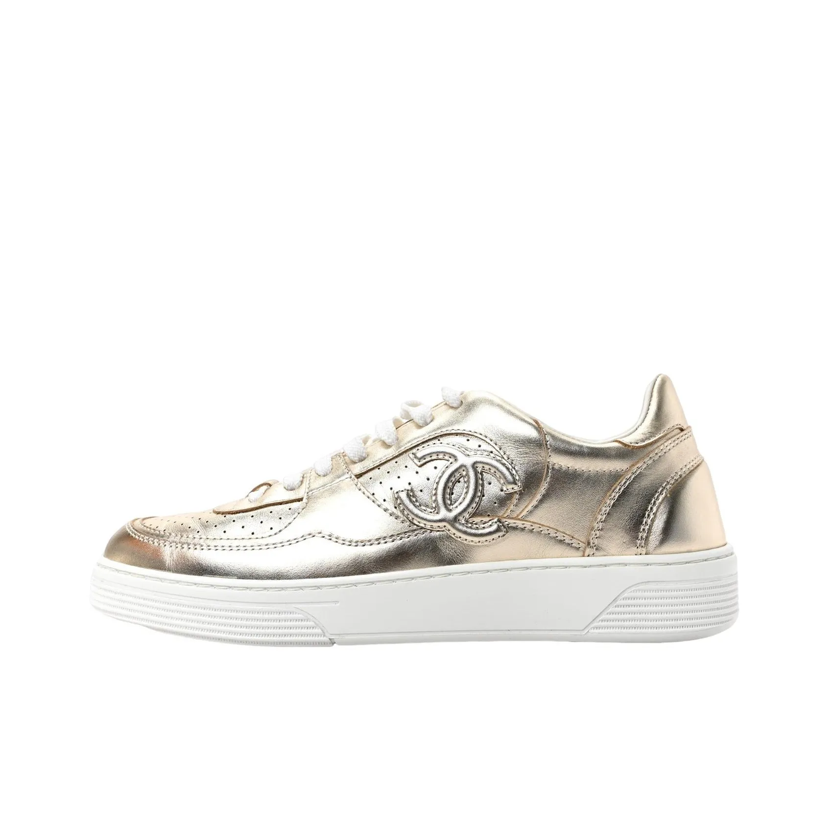 CHANEL Low Top Skateboard Shoes Women's Gold