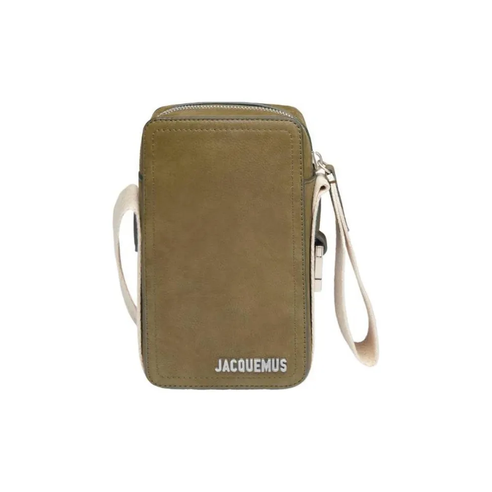 Jacquemus Grain Leather Crossbody Bag Dark Khaki